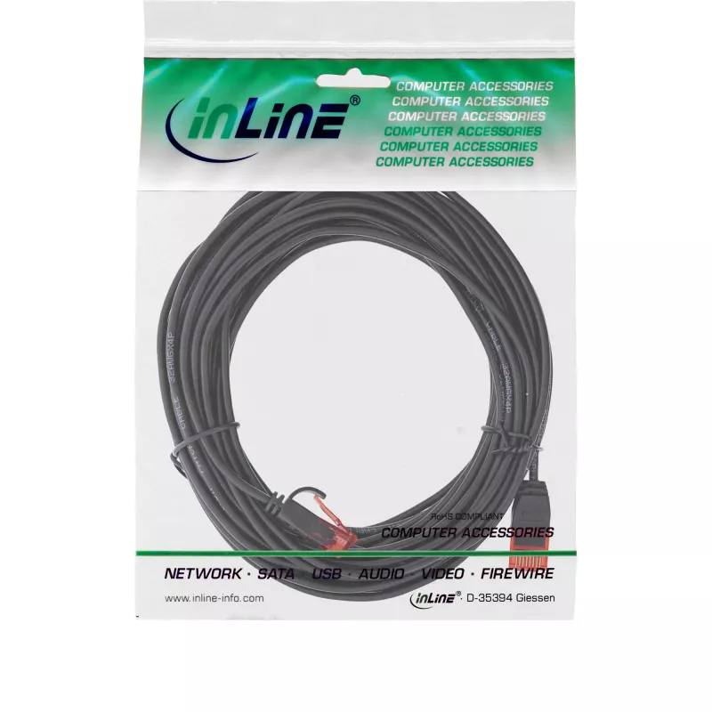InLine cienki Patch kabel, U/UTP, kat.6, czarny, 3m