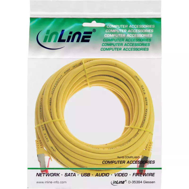 InLine Patch kabel S/FTP PiMF Cat.6 250MHz PVC miedź żółty 20m
