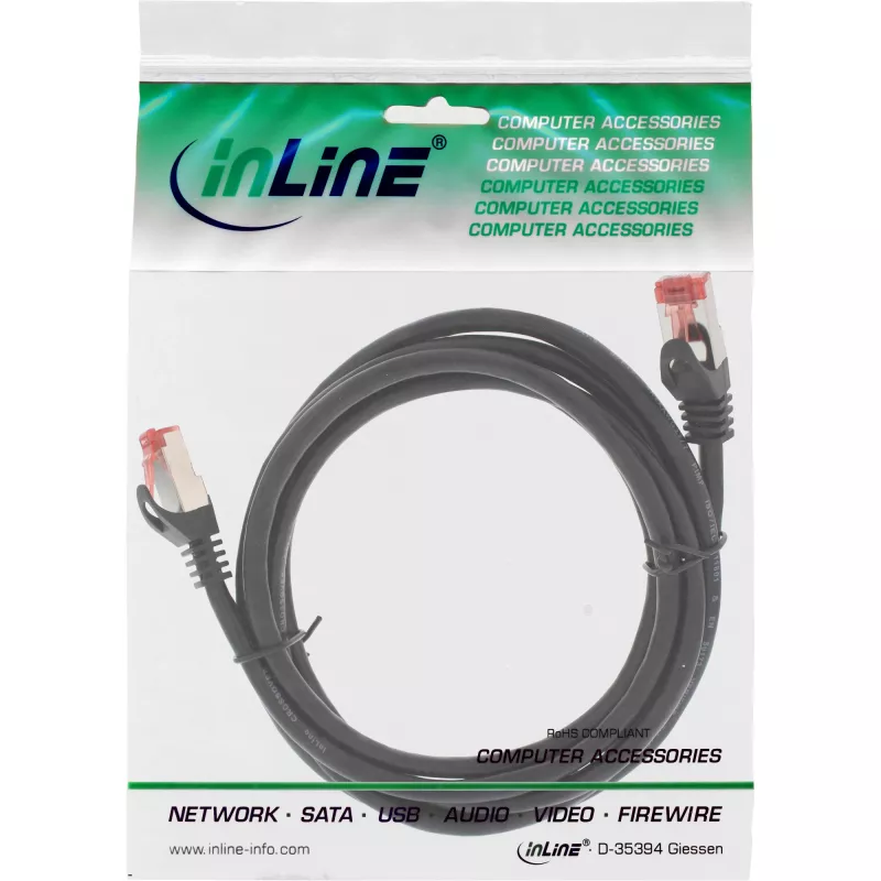 Kabel krosowy prosty InLine PC do PC S/FTP kat.6 czarny 1 m