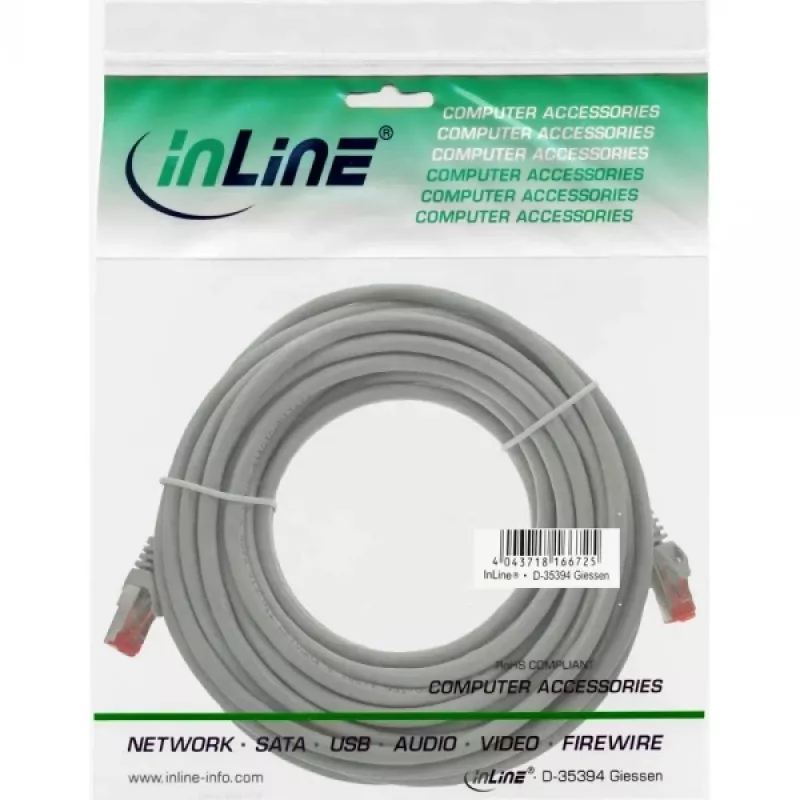InLine Patch kabel S/FTP PiMF Cat.6 250MHz PVC miedź szary 7.5m