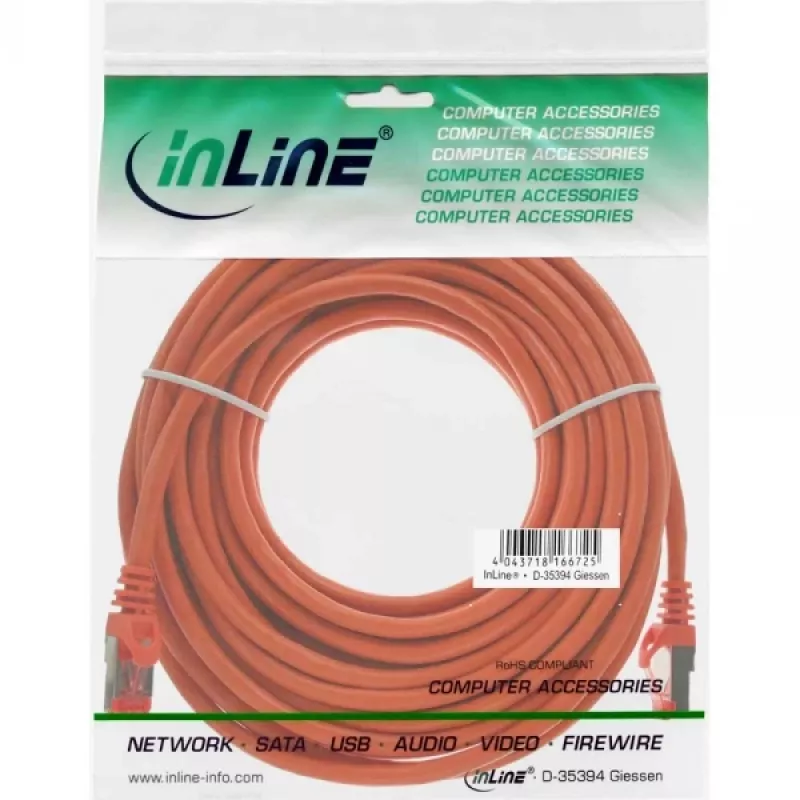 InLine Patch kabel S/FTP PiMF Cat.6 250MHz PVC miedź pomarańczowy 20m