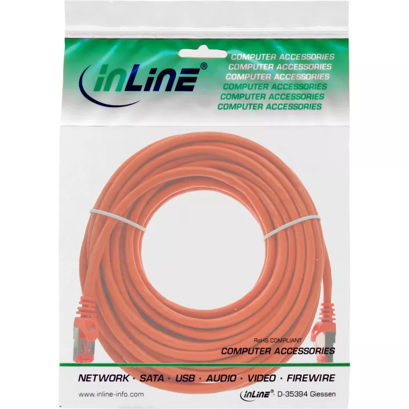 InLine Patch kabel S/FTP PiMF Cat.6 250MHz PVC miedź pomarańczowy 15m