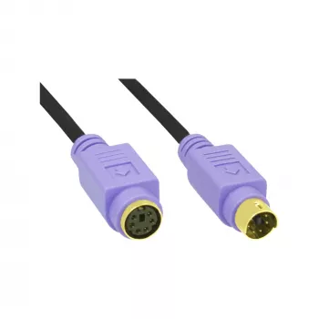 Kabel InLine PS/2, M/Ż, czarny/fioletowy, złote styki, 2m