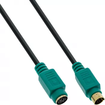 Kabel InLine PS/2, M/Ż, czarno-zielony, pozłacane styki, 2 m, Czarny, 2 m, PS/2, PS/2, Męski, Żeński