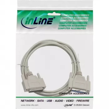 InLine kabel szeregowy wtyk/wtyk DB25 męski/żeński prosty szary 10m