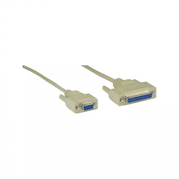 Null modem kabel InLine DB9 female / DB25 female 2m beige