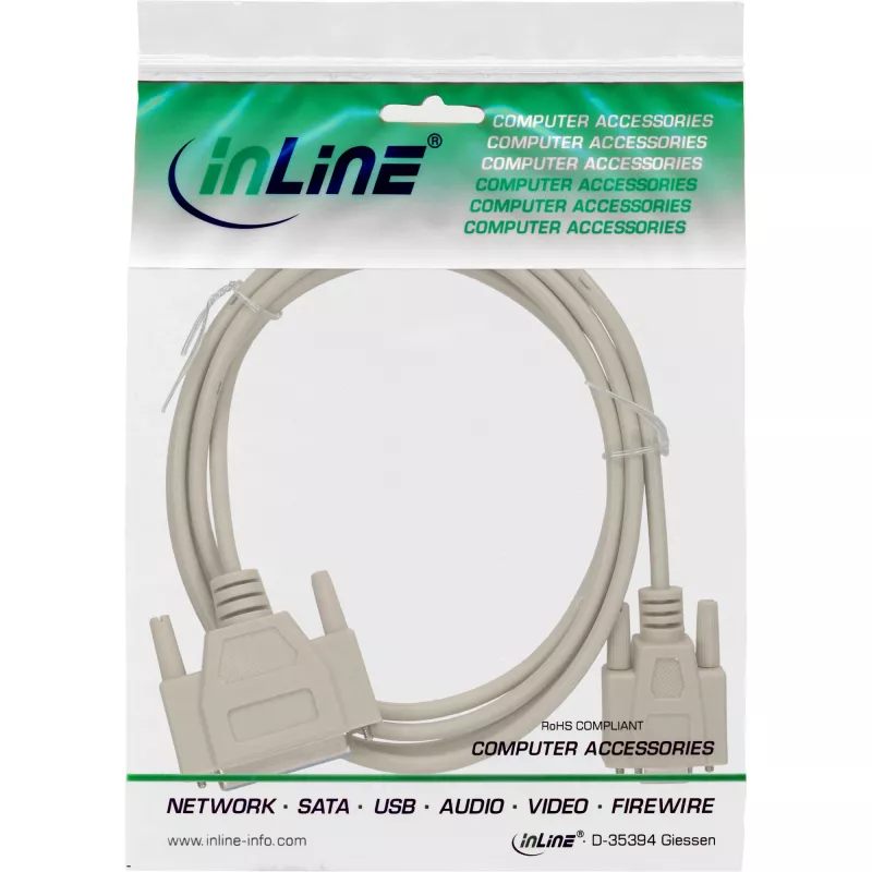 Null modem kabel InLine DB9 female / DB25 female 2m beige