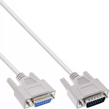 Przedłużacz kabla gameport InLine DB15 męski/żeński 5 m, wtryskiwany