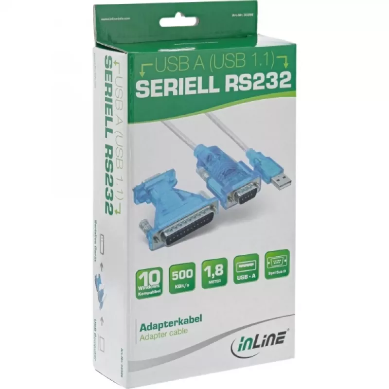 adapter kablowya InLine USB na szeregowy USB Type A męski / DB9 męski 1.8m