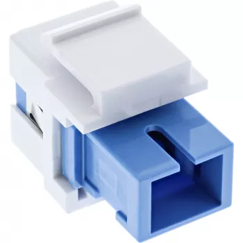 Światłowodowy adapter Keystone snap-in InLine SC–SC simplex SM z ceramiczną tuleją, płaski, biały