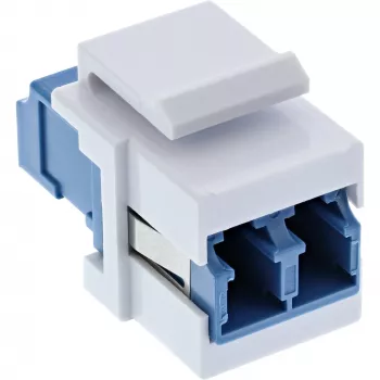 Adapter wtykowy InLine FO Keystone, biały, dupleks LC/LC, SM, tuleja ceramiczna, niebieski