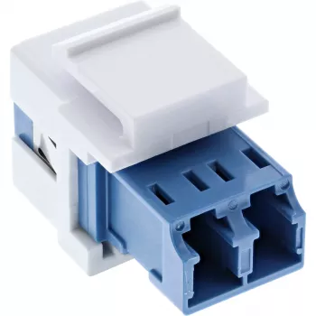 Adapter wtykowy InLine FO Keystone, biały, dupleks LC/LC, SM, tuleja ceramiczna, niebieski