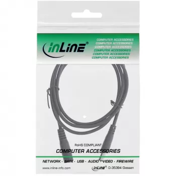 Przedłużacz DC InLine, DC męski/żeński 5.5x2.1mm, AWG 18, czarny 0.5m