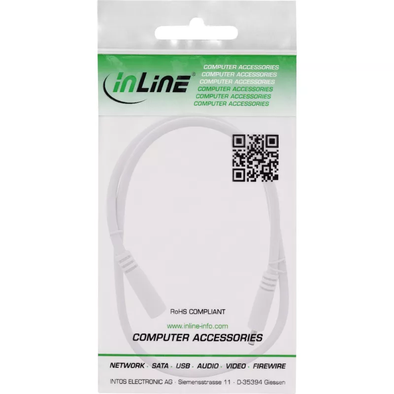 InLine przedłużacz DC, DC męski/żeński 3,5x1,35mm, AWG 18, biały 2m