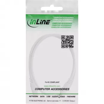 Przedłużacz DC InLine, wtyk/gniazdo DC 5,5x2,5 mm, AWG 18, biały 2 m
