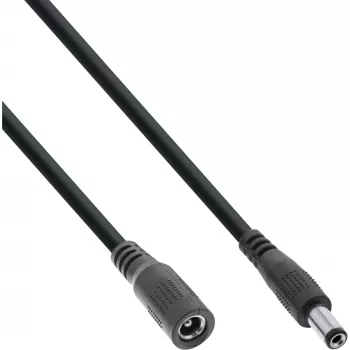 Przedłużacz DC InLine, wtyk/gniazdo DC 5,5x2,5 mm, AWG 18, czarny 2 m