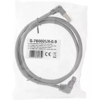 InLine kabel krosowy obustronnie kątowy w dół, S/FTP (PiMf), kat. 6, 250 MHz, PVC, miedź, szary, 1,1 m