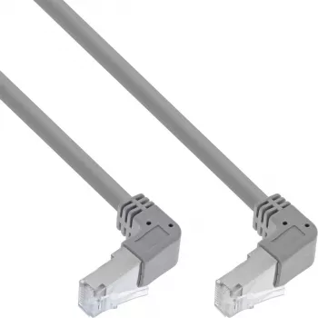 InLine kabel krosowy obustronnie kątowy w dół, S/FTP (PiMf), kat. 6, 250 MHz, PVC, miedź, szary, 1,1 m