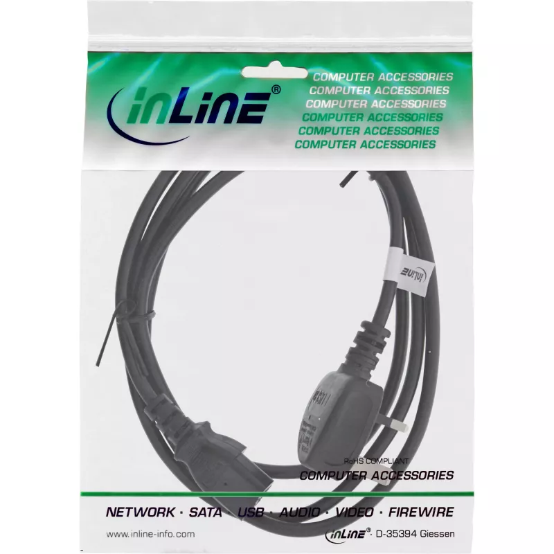 Kabel zasilający InLine wtyczka brytyjska męska / 3-pin IEC C13 męski, 0,5 m