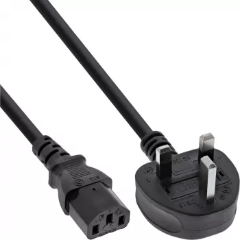 Kabel zasilający InLine wtyczka UK męska / 3-pinowe gniazdo IEC C13 męskie 3m 250V 13A