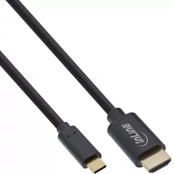 Kabel wyświetlacza InLine USB, USB-C męski na HDMI męski, 5m, 5 m, USB Typu-C, HDMI, Męski, Męski, Prosty
