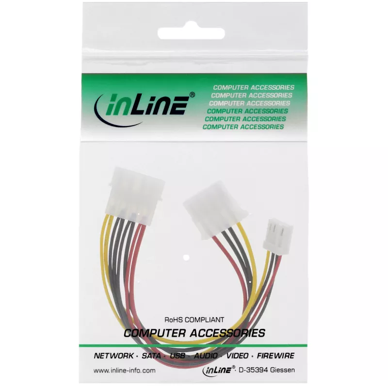 InLine Wewnętrzny kabel zasilający Y 1x 5,25 cala Molex / 1x 5,25 cala Molex + 1x 3,5 cala FDD