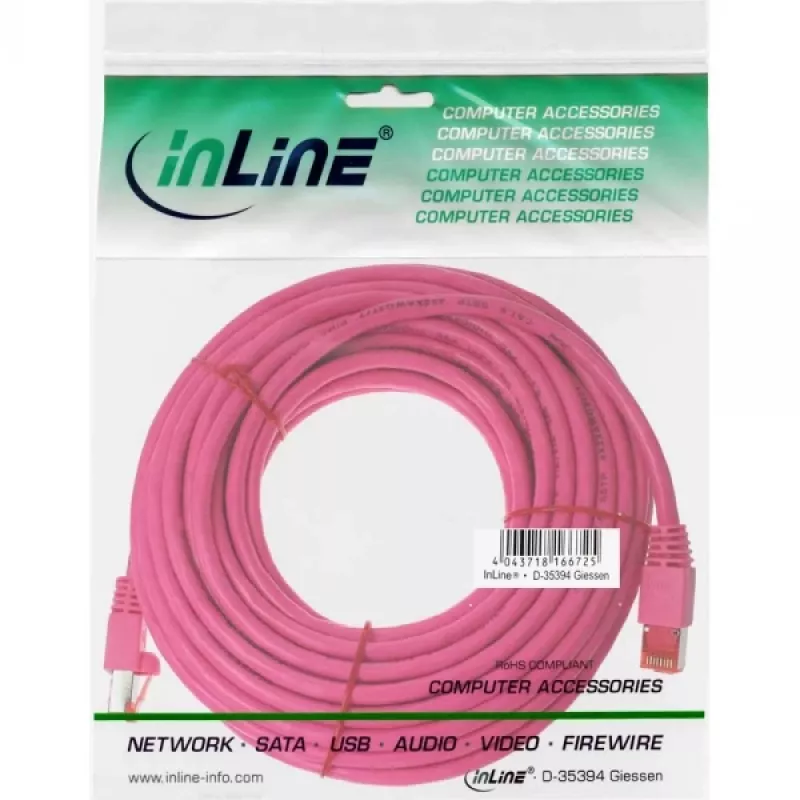 InLine Patch kabel S/FTP PiMF Cat.6 250MHz PVC miedziany różowy 20m