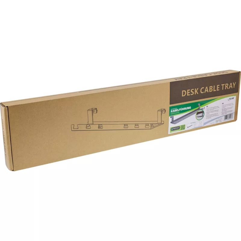 Półka prowadząca kable do montażu pod biurkiem InLine 131×590×74 mm szara