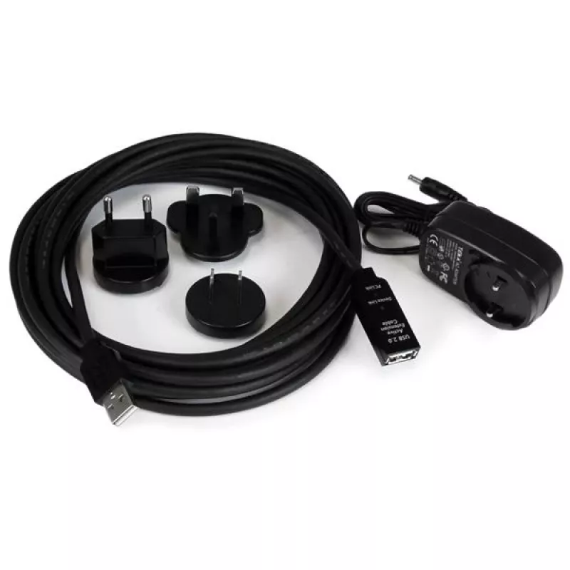 StarTech.com 5m aktywny przedłużacz USB 2.0 – wtyk/gniazdo, 5 m, USB A, USB A, USB 2.0, wtyk/gniazdo, czarny