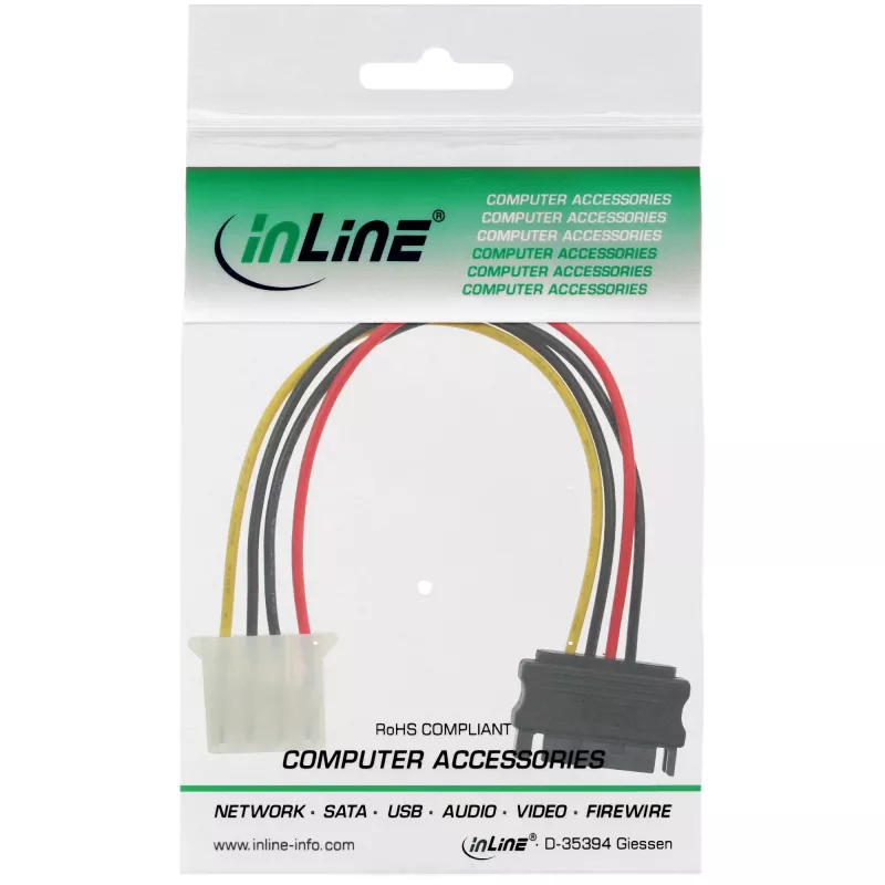 adapter kablowya zasilania SATA 15-pin żeński / 4-pin męski 0,30 m InLine 29669A