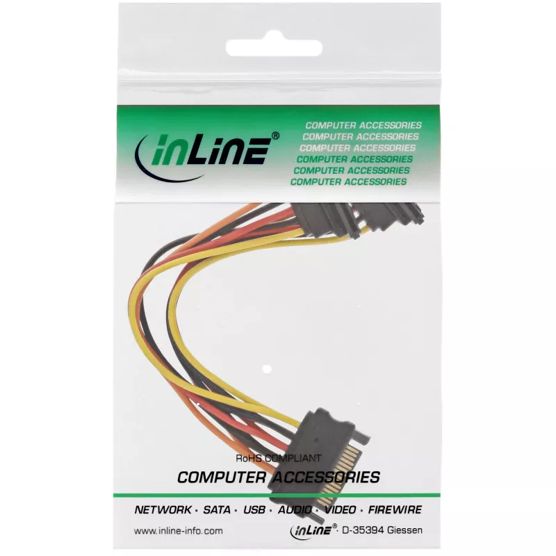 InLine SATA Power Y-Cable SATA female / 2x SATA Plug with latches 0.30m