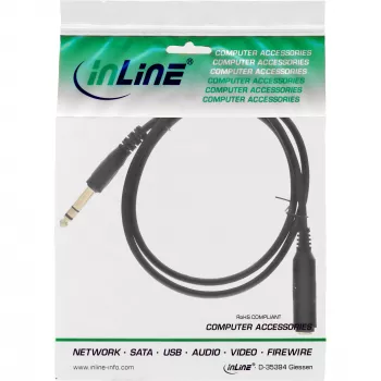 InLine przedłużacz słuchawkowy 6,3 mm stereo M/Ż, pozłacane styki, czarny, 5 m