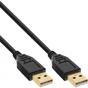 Kabel InLine USB 2.0, AM/AM, czarny, pozłacane styki, 1 m