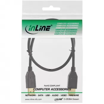 Kabel InLine USB 2.0, AM/AM, czarny, pozłacane styki, 1 m
