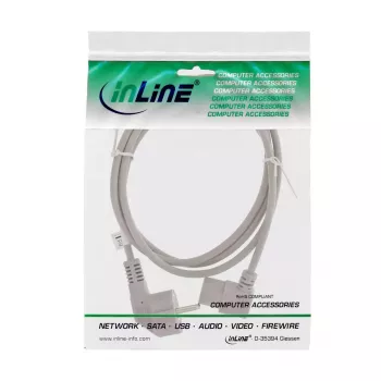 InLine Kabel zasilający, CEE 7/7 kątowy / 3-stykowy IEC C13 kątowy, szary, 1,8 m