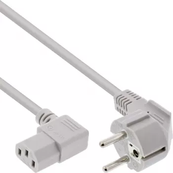 InLine Kabel zasilający, CEE 7/7 kątowy / 3-stykowy IEC C13 kątowy, szary, 1,8 m