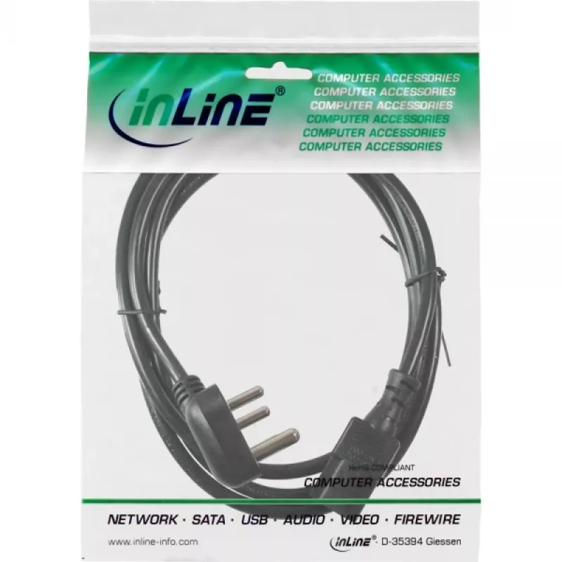 Kabel zasilający InLine typ D RPA 5A / męski IEC 1,8 m