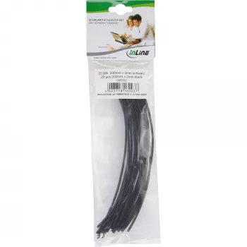 Rurka termokurczliwa InLine 200 mm, współczynnik skurczu 2 mm → 1 mm, 20 szt., czarna