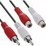 InLine kabel audio 2x RCA męski / żeński 5m, Męski, 2 x RCA, Żeński, 5 m, Czarny