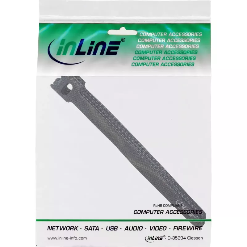 Opaska kablowa InLine na rzep 180x12 mm 10 szt. czarny