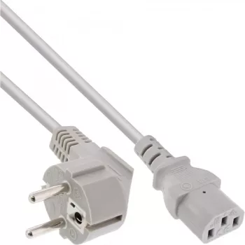 Kabel zasilający InLine, CEE 7/7 kątowy / 3-stykowe złącze IEC C13 męskie, szary, 1,5m