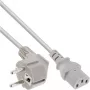 Kabel zasilający InLine, CEE 7/7 kątowy / 3-stykowe złącze IEC C13 męskie, szary, 1,5m