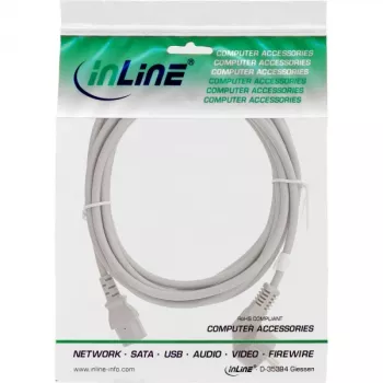 Kabel zasilający InLine, CEE 7/7 kątowy / 3-stykowe złącze IEC C13 męskie, szary, 1,5m
