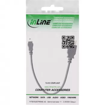 Kabel InLine USB 2.0, żeńskie A / męskie Mini 5-pin, 0,2 m, Mini-USB B, USB A, USB 2.0, Męski/Żeński, Czarny