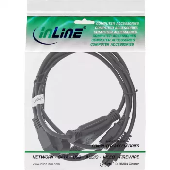 InLine Kabel Y CEE 7/7 wtyk kątowy / 3-pin IEC C13 i C5 wtyk, 2m