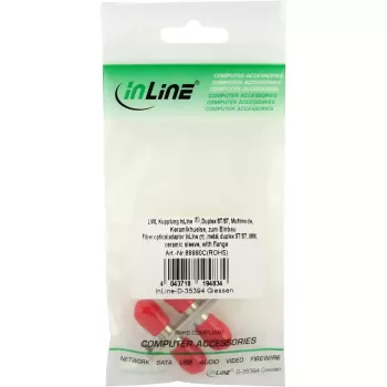 InLine Adapter światłowodowy metalowy duplex ST/ST MM tulejka ceramiczna z kołnierzem