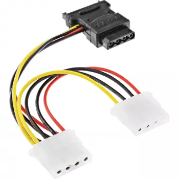Kabel zasilający SATA żeński / 3x 4pin Molex męski 0,15 m InLine 29679