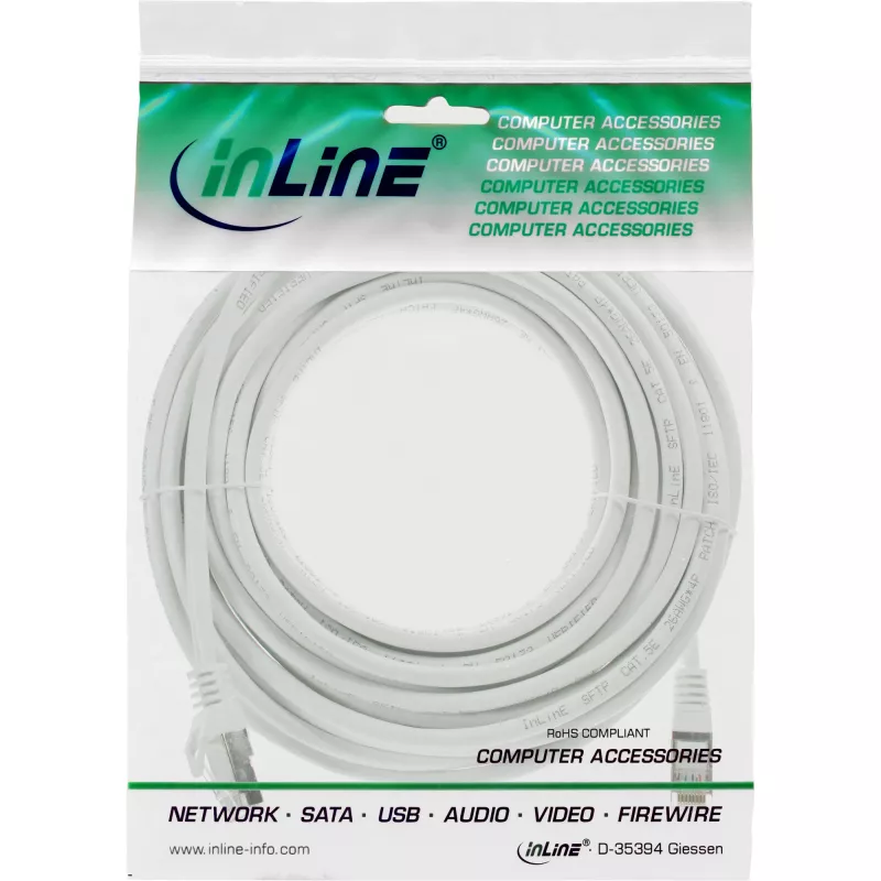 Kabel krosowy InLine SF/UTP kat.5e biały 50m