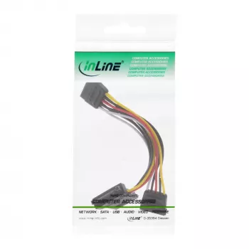 Wewnętrzny kabel zasilający SATA InLine, męski/żeński do 2x męski SATA, 0,15 m