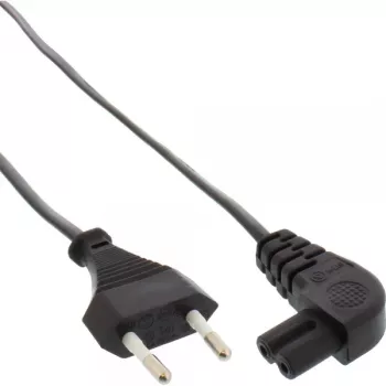 Kabel zasilający InLine, wtyk Euro / wtyk Euro8 kątowy, czarny, 2m